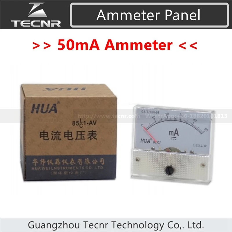 50mA Ammeter DC 0-50mA Analog Amp Meter Current  HUA 85C1 For laser engraving machine