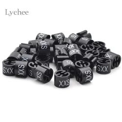 Lychee Life 100 Pieces Black Hanger Sizer Garment Tags Markers Size Dividers Size Marker for Hangers XXS-4XL Printed