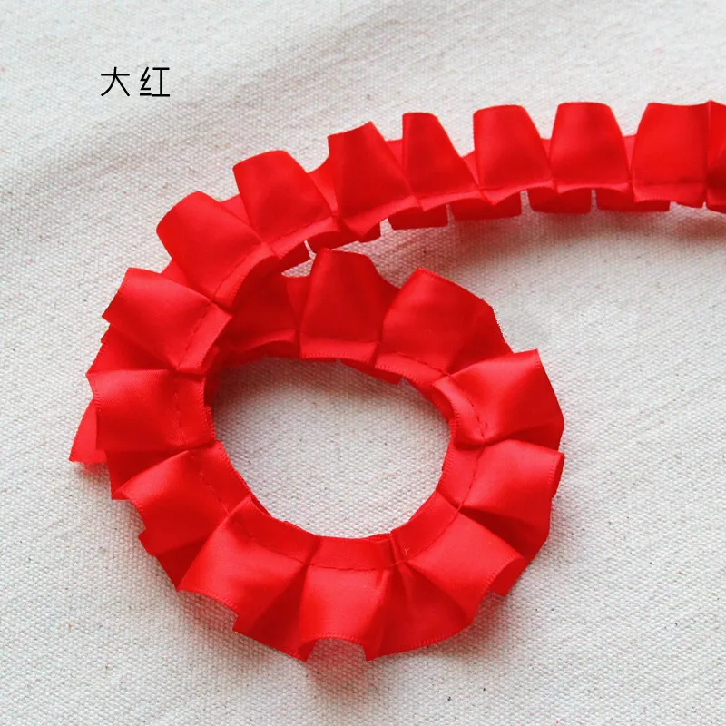 10 Yard/Lot 2,5 CM Breite Satin Plissee Band Falten Spitze Trim DIY Rock Manschetten Handwerk Puppe Kleidung Nähen zubehör – Detail 12
