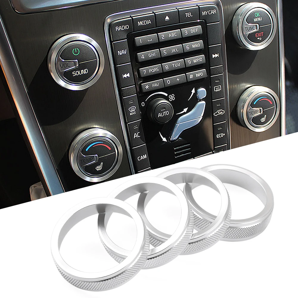 1PCS Car Air Conditioning AC Knob Cover Ring Heat Control Switch for Volvo V60 XC60 S80 V40