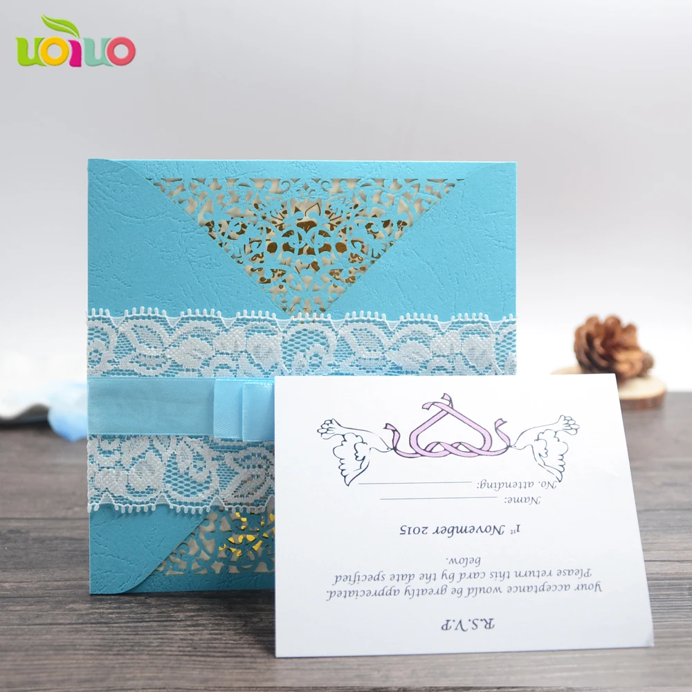 

free shipping 10set/lot 10pcs Vertical Laser Cut Butterfly Invitations Cards Kits for Wedding Bridal Shower Birthday (blue)