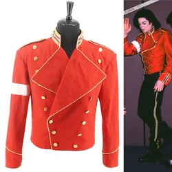 Rare MJ Michael Jackson Red & Black Military England Style Informal Cool Jacket Outerwear