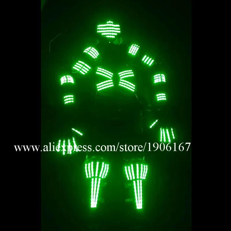 RGB Led Luminous Robot Men Suit DJ Armor Mask Gloves Display Colorful Led Light Up Growing Costumes Performance Outfits Clothes