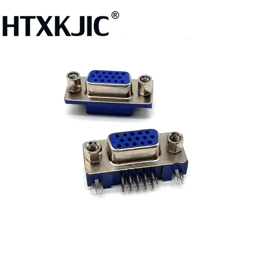 500 ピース DB15 DR15 3 行ブルーパラレルポート 15 ピン D Sub メス 15 方法 PCB 90 度コネクタ DB15 ソケットプラグ VGA アダプタ