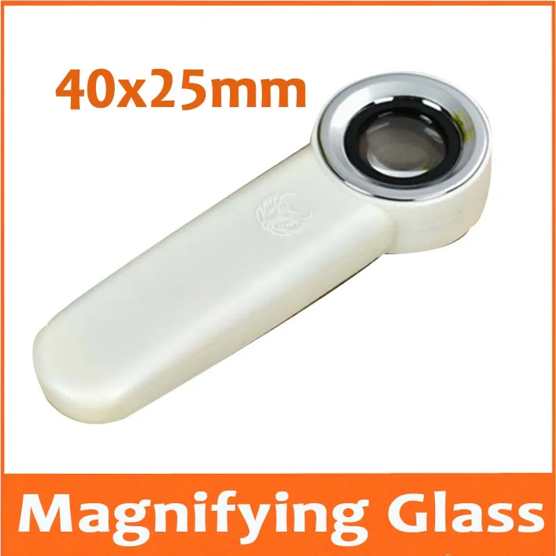 40X 25mm New Magnifier Jewelry Appraisal Loupe Handheld Reading Magnifying Glass with 3pcs LED Lamps