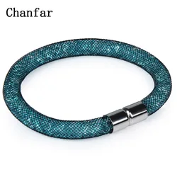 Chanfar Mesh Net Bracelet For Women Resins Crystal Fill Multiple Color Bangle Metal Magnetic Buckle New Fashion Jewelry