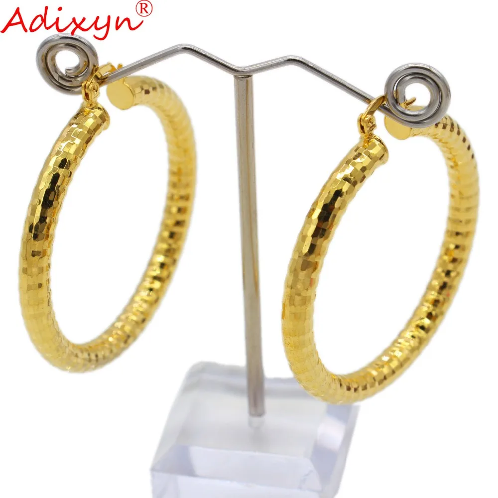 Adixyn Trendy African Big Hoop Earrings for Women Gold Color & Brass Twisted Earring Arab/Ethiopian FOUR SIZE can choice N09232