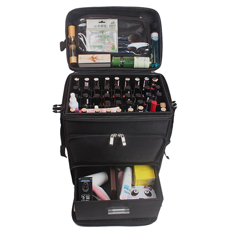 Imagem -05 - Carrylove-trolley Case Cosméticos Rolando Bagagem Bolsa sobre Rodas Senhoras Unhas Maquiagem Toolbox Beleza Toolbox Tatuagem Salões Mala