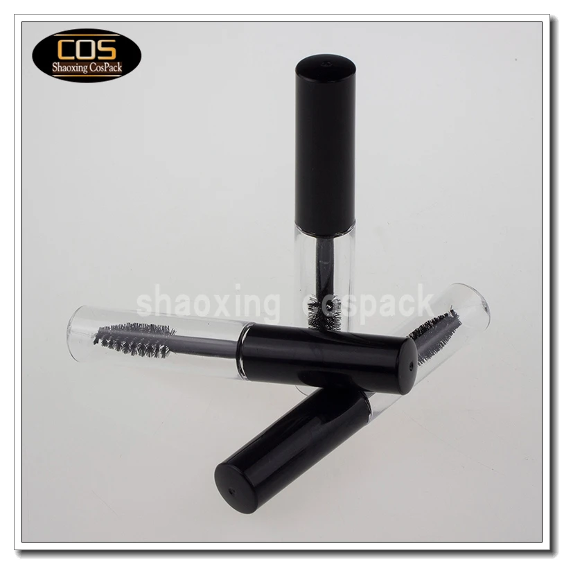 MT009-3.5ml mascara eyelash tubes empty, 3.5ml clear mascara beauty tubes with black lid brush, 3.5ml cosmetic packaging