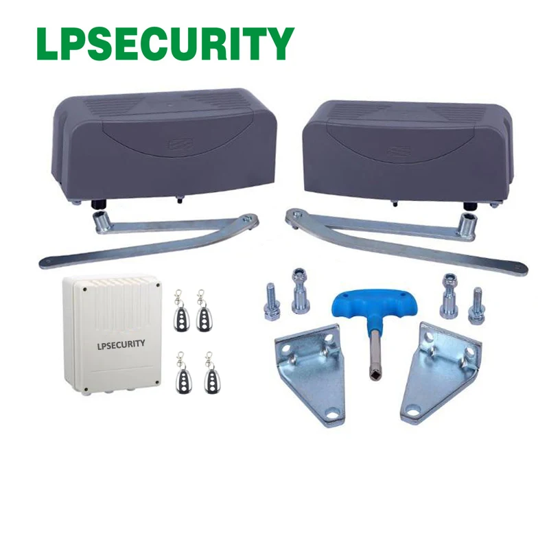 LPSECURITY 400kg per leaf Articulated Swing Gate Opener kit for  Swing Gates(sensor lamp gsm module button keypad optional)