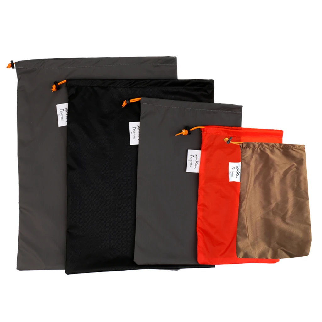 5pcs/set Stuff Sack Clothes Storage Bag for Camping, Hiking, Fishing, Biking, Outdoor Sports and Rafting