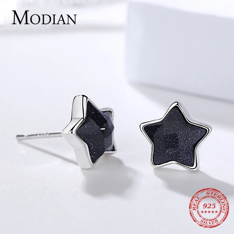 MODIAN New Design 100% 925 Sterling Silver Sparkling Star Galaxy Luminous Stud Earrings For Women Fashion Silver Jewelry