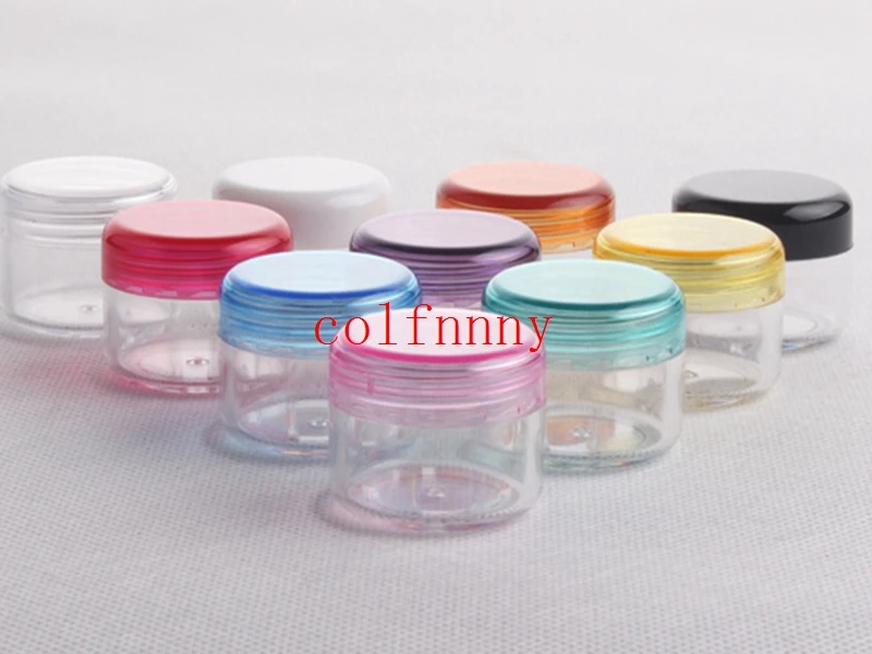 100pcs/lot Fast Shipping 10g Empty plastic bottle jars containers 10ml colorful clear cream tin For skin cream nail art