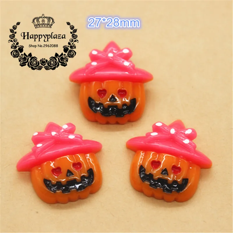 10pcs Resin Halloween New Pumpkin Flatback Cabochon Miniature Art Supply Decoration Charm Craft DIY,27*28m