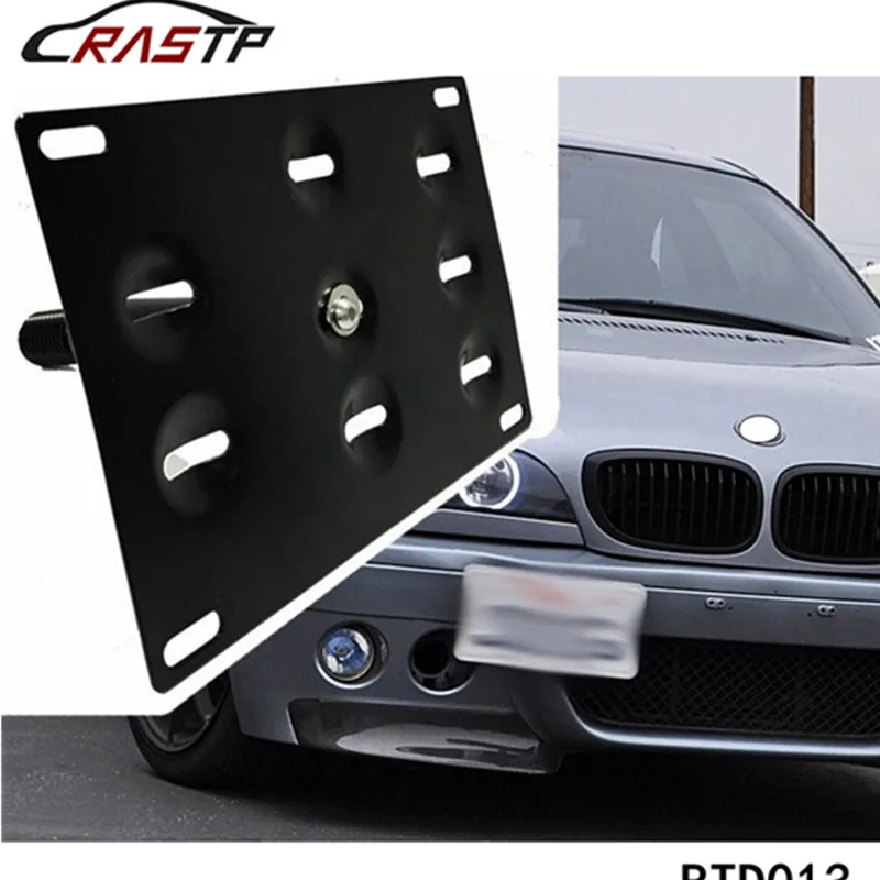 RASTP-Aluminum Alloy Front Bumper Tow Hook License Plate Mounting Bracket Registration Plate Holder for BMW RS-BTD013