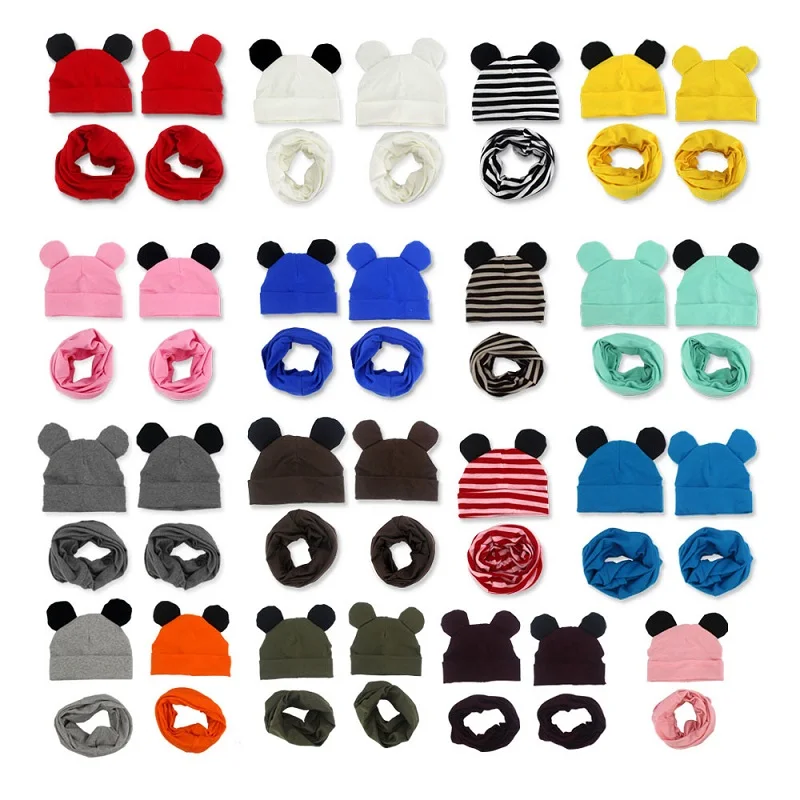 Baby Hat Cotton Ear Cap For Boys And Girls Winter Hat Scarf Set Children Boys Cap Scarf 2PCS