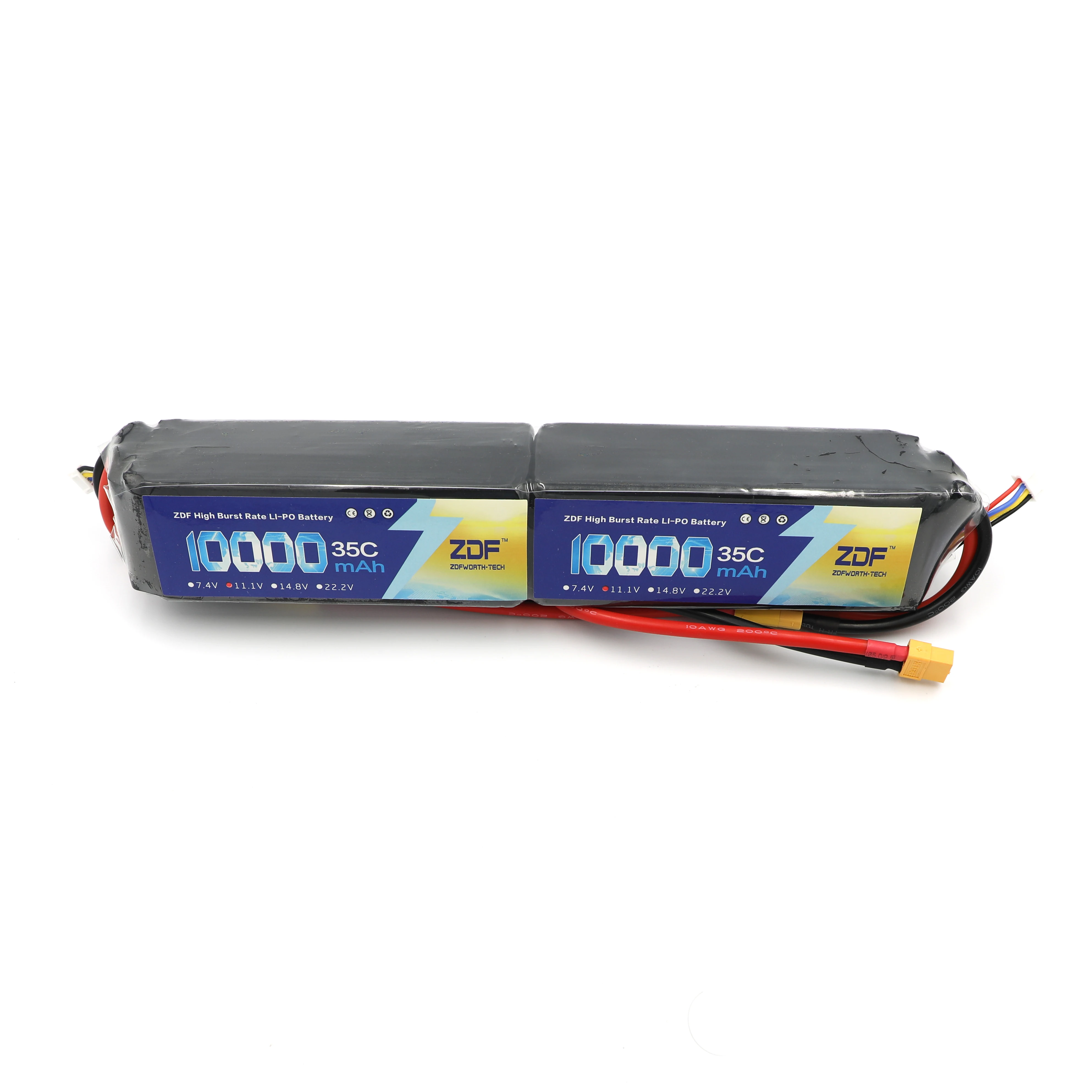 ZDF RC Lipo 6S Battery 22.2V 10000mAh (2x 3S 11.1v 10000mAh) 35C Burst 70C For Helicopter RC Drone Quadcopter Rated 5.0 /5