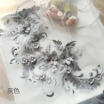 Handgefertigte Perlen 3D Hochzeitskleid-Applikation, DIY Braut-Kopfschmuck, Spitzenkragen, Stoffaufnäher, RS1780 – Detail 5