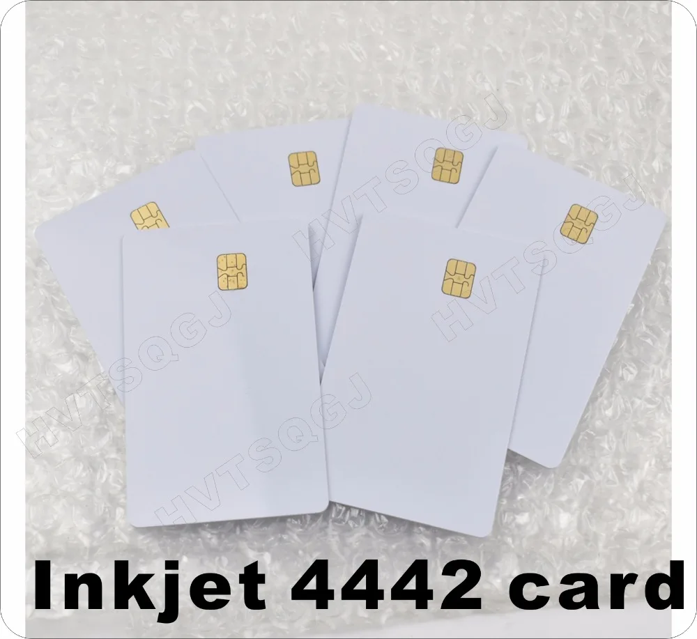 100PCS/Lot Printable Contact PVC Blank Smart IC Card With FM/Sle4442 Chip For Epson/Canon Inkjet Printer Free Shipping