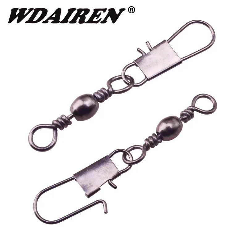 10Pcs/lot Fishing Connector Pin Bearing Rolling Swivel Stainless Steel with Snap Fishhook Lure Tackle Lure Accessories FA-233