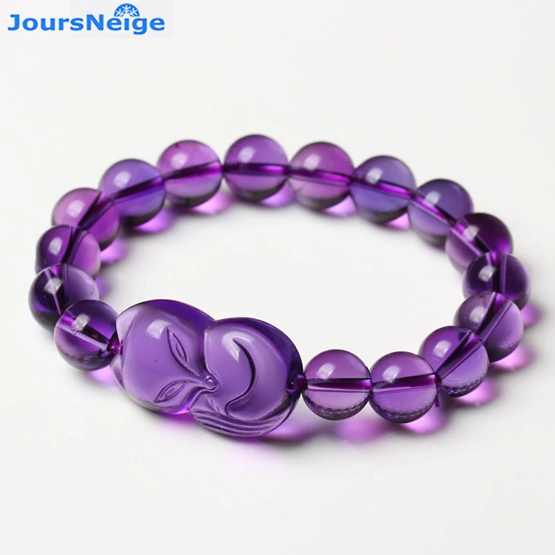 Wholesale Open light Purple Crystal Bracelets Round Beads With Pixiu Bracelet Lucky for Women Help Marriage Fashion Jewelry