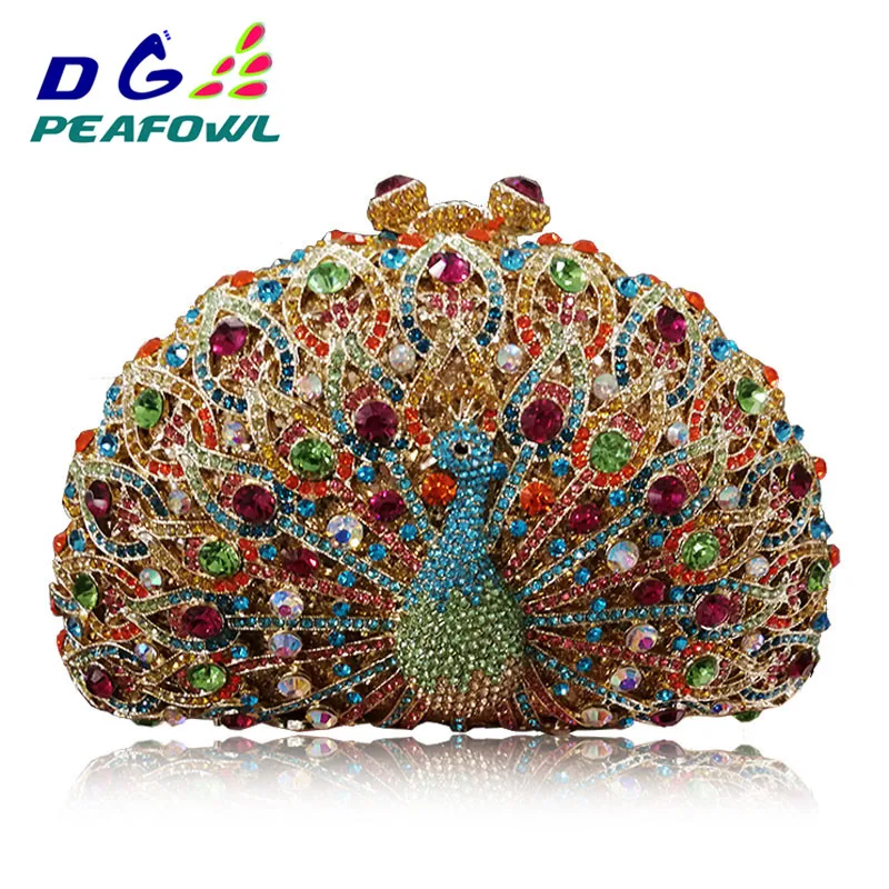 

Luxury Peacock diamond Crystal women Evening Bag party purse pochette soiree Women Chain handbags wedding Bag Day Clutches