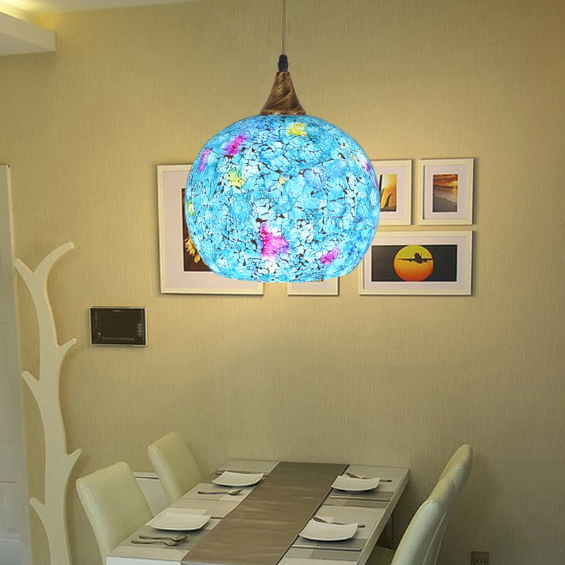 

light style glass shade pendant lightshell aisle dining room pendant lamp restaurant creative single-head study DF64