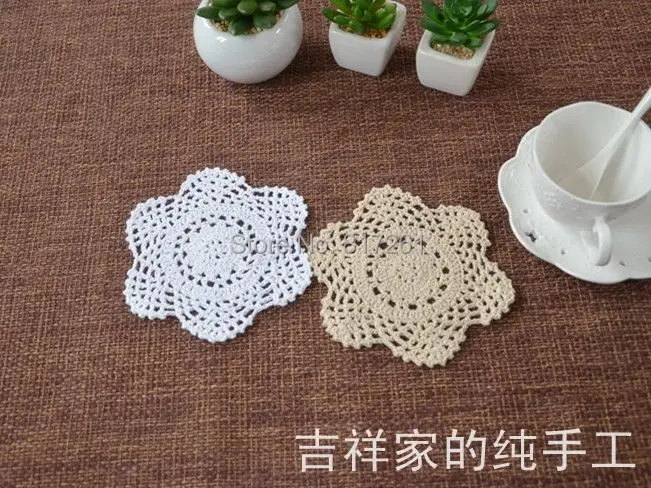 2015 new arrival fashion 6 pic/lot 15cm colorful cotton crochet doilies handmade felt for home deocr with flowers cutout pad