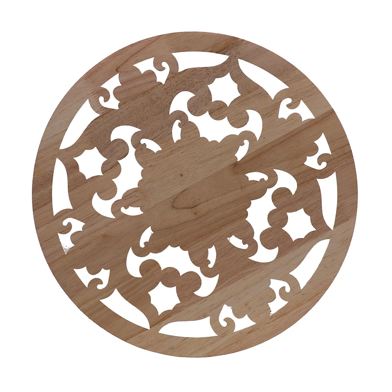 VZLX Round Decorative Fashion Floral Wood Carved Decal Corner Appliques Frame Wall Doors Furniture Woodcarving Wooden Figurines