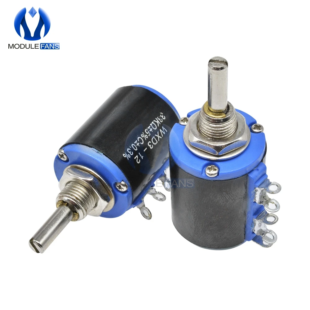 WXD3-12-1W 권선 전위차계 저항 옴 10 회전 선형 회전 전위차계 5% + 5% -5% Diy 전자