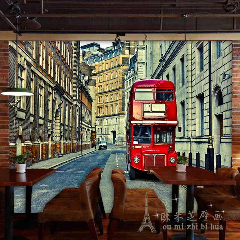 beibehang street fashion personality coffee shop restaurant backdrop wallpaper 3D stereoscopic wallpaper papel de parede