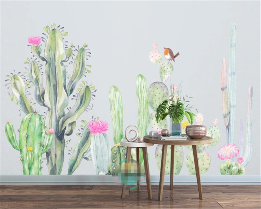 

Customized cactus mural wallpaper Modern Living Room Background Decor 3d flower Wallpaper