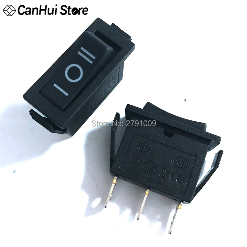 5 Pcs AC 10A/250V 15A/125V 3 Pin SPDT ON-OFF-ON 3 Position Boat Rocker Switch KCD3-3PD KCD3-103 15A power Supply Ship Type Switc