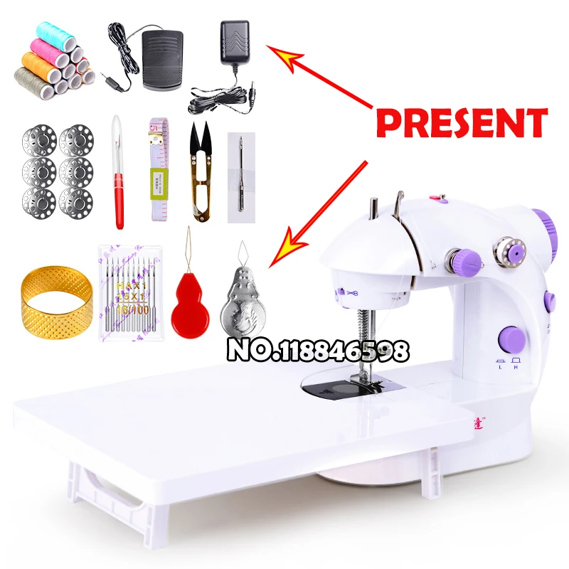 Free Ship Mini 100x190x200MM Household Multifunction Double Thread And Speed Free-Arm Crafting Mending Machine