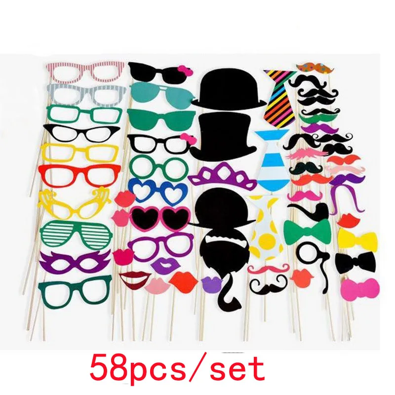 Fun Wedding Decoration Photo Booth Props DIY Mr Mrs Mask Glasses Photobooth Props Photo Accessories Wedding Event Party Decor