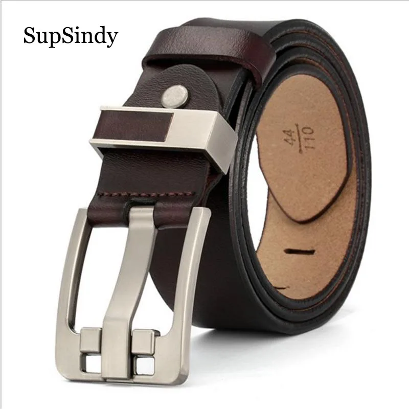 

SupSindy Leather Men Belt vintage Alloy Pin Buckle Cowhide Male Waistband Black Luxury Genuine Leather Belts for Men Top quality