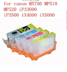 PGI-5BK CLI-8C M Y refillable ink cartridge for canon PIXMA MX700 MP510 MP520 iP3300 iP3500 iX4000 iX5000 4 color with chip