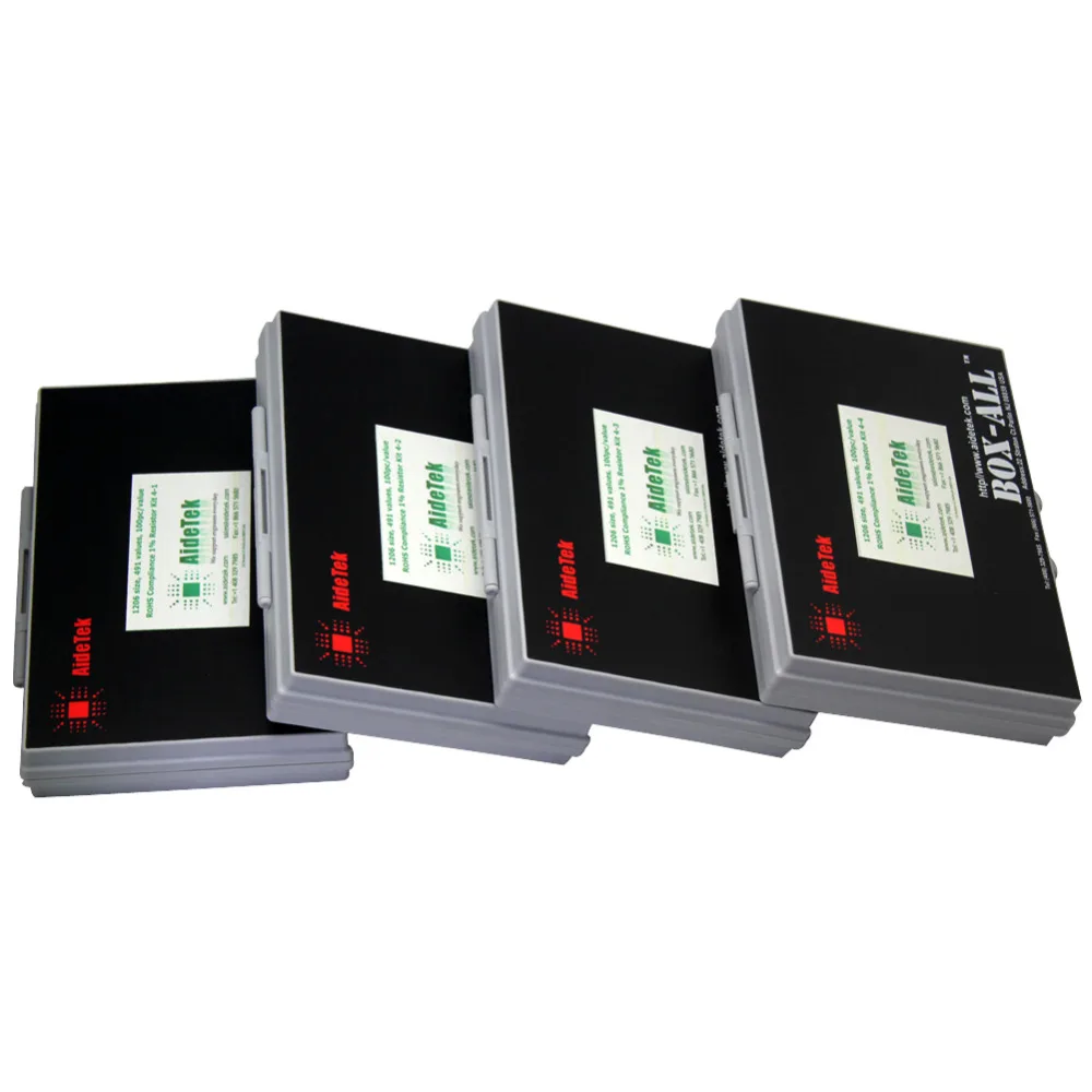 AideTek 1206 ตัวต้านทานชุดกล่อง E96 Series 1% RoHS 491 V x 100 pcs จัดจำหน่าย 4 กล่อง - พลาสติกทั้งหมด organizzation เก็บ R12E96100
