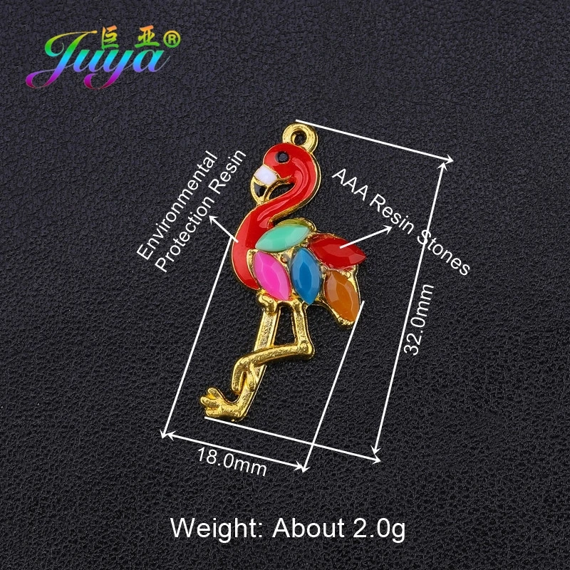 Juya Handmade Enamel Charms DIY Colorful Resin Animal Flamingo Bird Flower Charms For Bracelets Necklace Earrings Making image 2