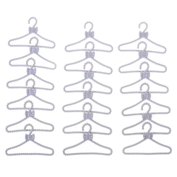 20 Pcs 1/6 Mini Silver Gray Hangers Bowknot Design Dollhouse Dress Clothes DIY Accessories For Doll Girls' Gift Toy