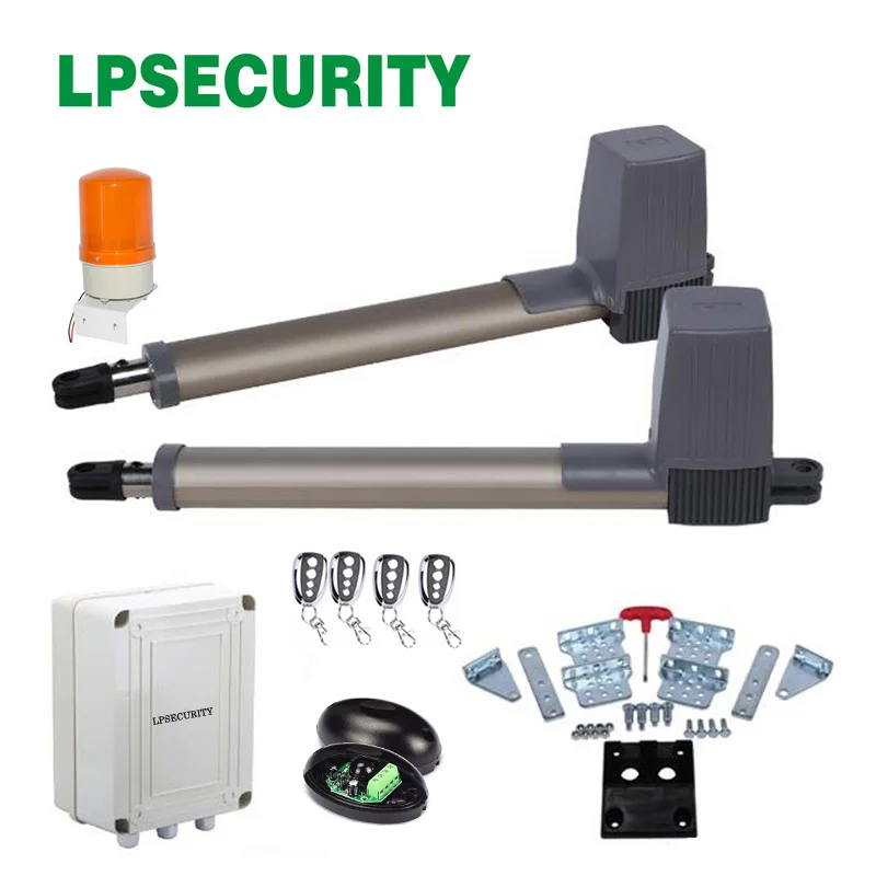 LPSECURITY 4 remote controls Swing Gate Opener Electrical gate motors for swing gate linear actuator with optional parts