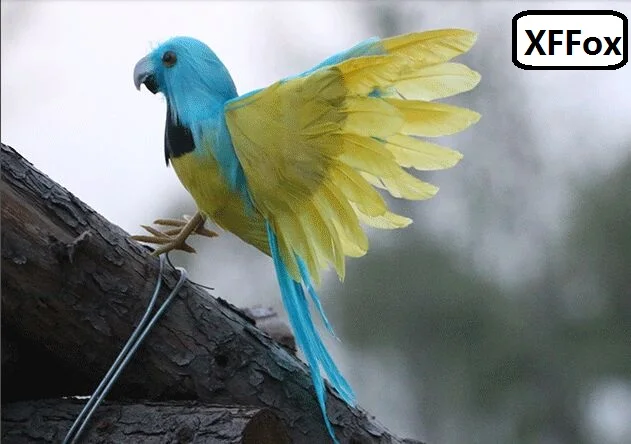 cute real life wings blue&yellow parrot model foam&feather simulation parrot bird gift about 20x28cm xf0288