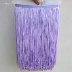 5 yard 30CM Lungo viola chiaro Frangia in poliestere Trim Nastro con nappe africane Accessorio in pizzo Cucire Tenda per abiti latini Accessori fai da te