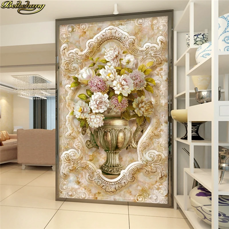 beibehang Custom Photo 3D Wallpaper Stereo concave-convex European style marble painting vase embossed mystery TV background