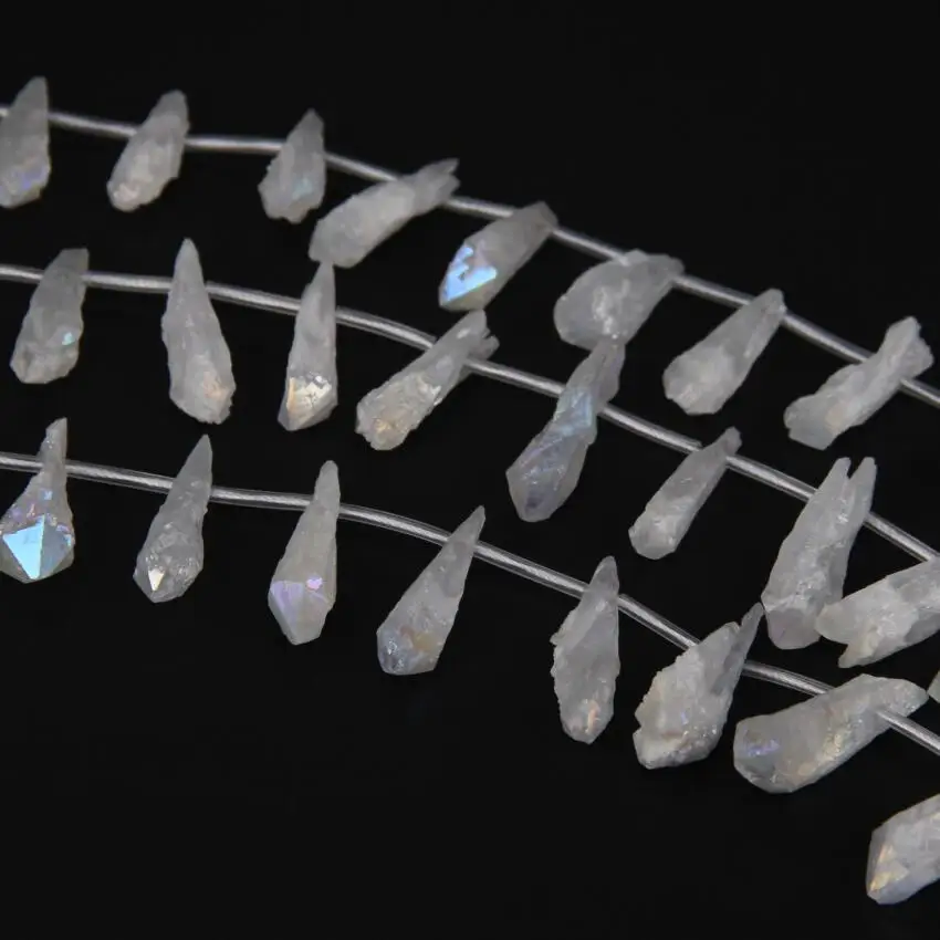 14 Color for Choice Rough Quartz Nugget Point,Mix Colorful Teardrop Rock Crystal Beads Natural Stone Strands