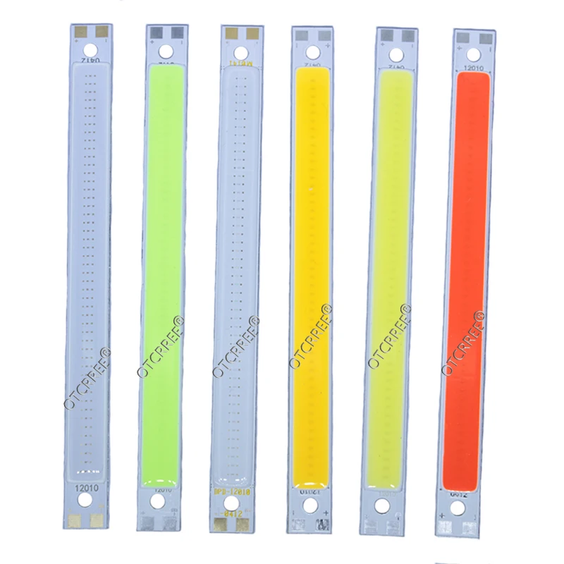 LED COB Strip 120*10mm Light Lamp 9V 12V DC 10W Warm White Blue Red Green FLIP Chips for DIY Car light cob led tubes