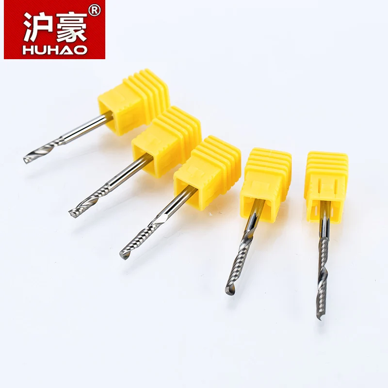 HUHAO 10pcs 3.175mm Shank Milling Cutter Tool CNC Engraving Router Bit Carbide End Mill Router Bit for Wood MDF