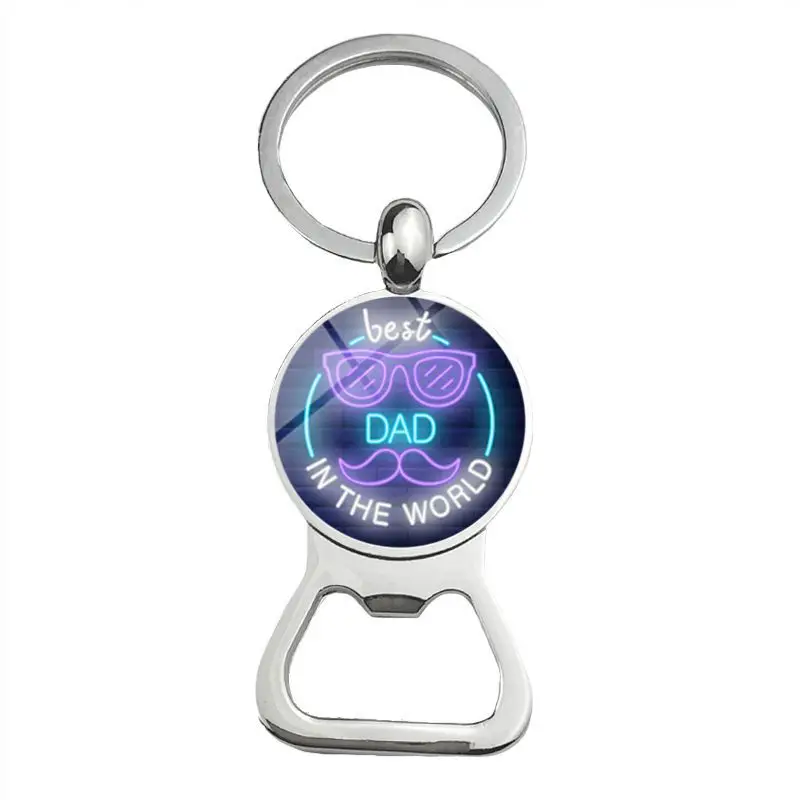 Super Papa Papa Bier Flaschenöffner Schlüsselanhänger versilbert Glas Cabochon Schlüsselanhänger Schmuck Liebesgeschenke für Vater – Detail 8
