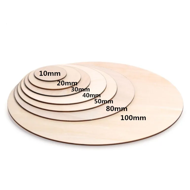 10-80mm Unfinished Round Wood Circle Cutout for Wedding Table Scatter Decoration Round Wood Craft