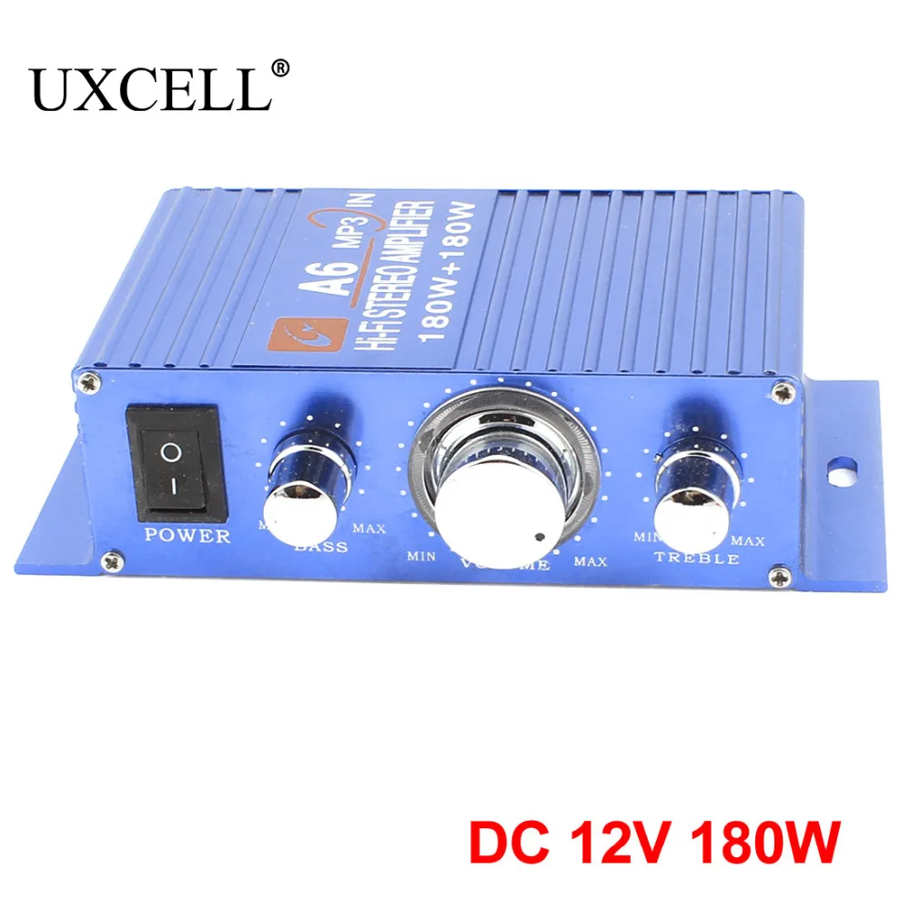 UXCELL DC 12V 180W Car Blue Aluminum Mini Hifi Stereo Audio Power Amplifier